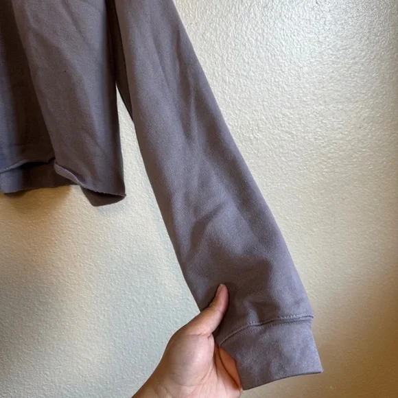 Tahoe True Purple Gray Cropped Hoodie Sweater - Picture 3 of 3
